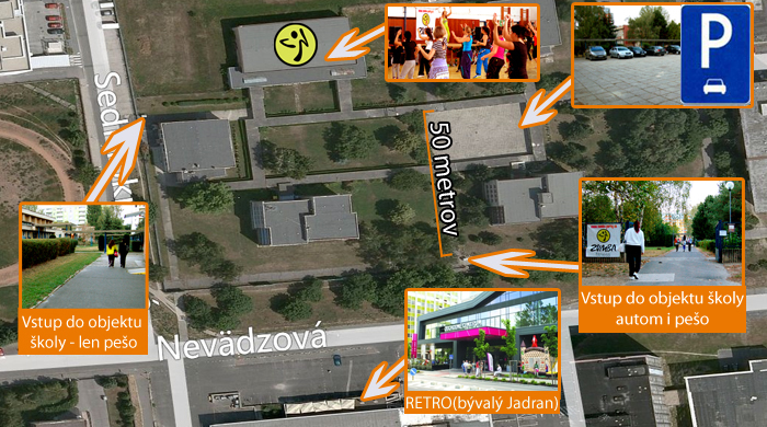 Mapka areálu Zumby v Ružinove